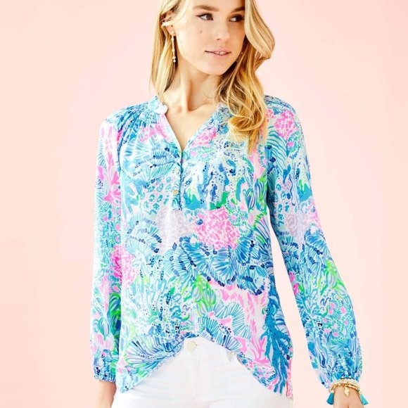 Lilly Pulitzer Tops - New Lilly Pulitzer Elsa Silk Top, Sink or Swim